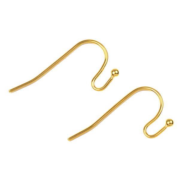Ear Wire ROUND w/Ball 21mm 18K Gold Plated (1 pair)