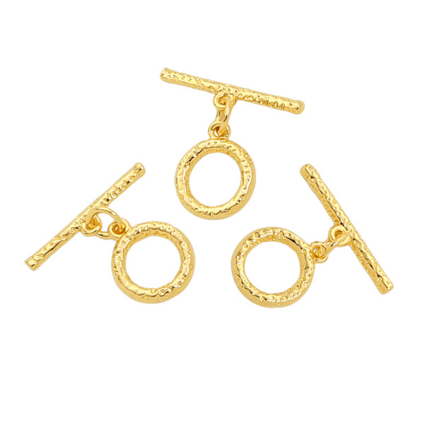 TOGGLE CLASP-Textured 11mm-18K Gold Plated