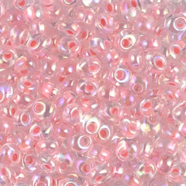 Miyuki Magatama Seed Beads 4mm LIGHT SALMON LINED CRYSTAL AB