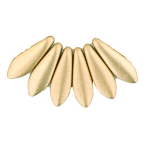 Czech Glass Dagger Beads 16x5mm MATTE METALLIC FLAX