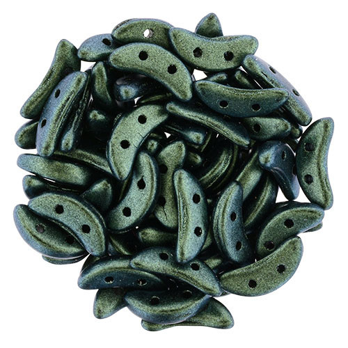 2-Hole Crescent Beads POLYCHROME AQUA TEAL