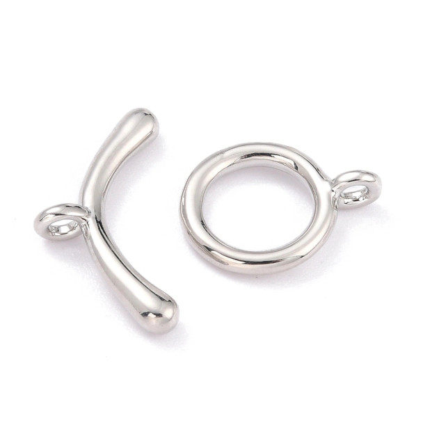 TOGGLE CLASP-Round 14x10mm-Platinum Plated
