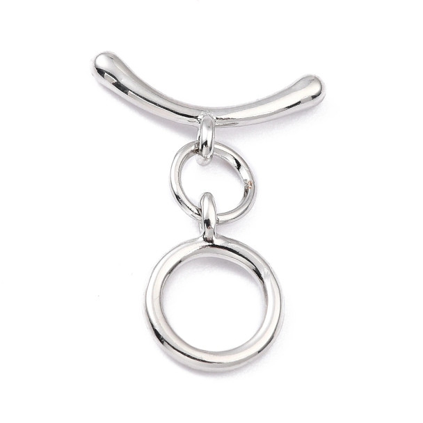Platinum Plated TOGGLE CLASP-Round 14x10mm