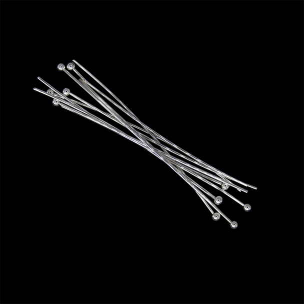 HEAD PIN 21 Gauge 2" w/2mm Ball Silver Plated
