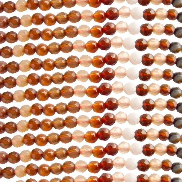 AGATE STONE MULTICOLOR 4mm High Grade Faceted Gemstone Beads