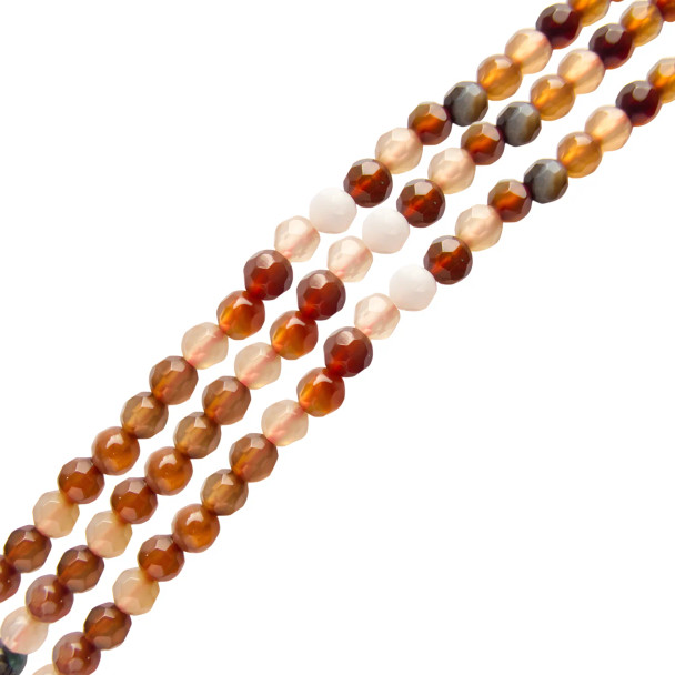 AGATE STONE MULTICOLOR 4mm High Grade Faceted Gemstone Beads