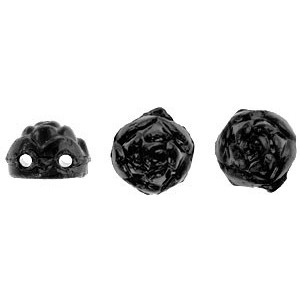 2-Hole ROSETA CABOCHON 6mm Czech Glass Beads Jet Black