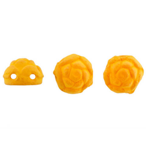 2-Hole ROSETA CABOCHON 6mm Czech Glass Beads Neon Country Mustard