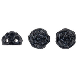 2-Hole ROSETA CABOCHON 6mm Czech Glass Beads Hematite