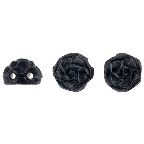 2-Hole ROSETA CABOCHON 6mm Czech Glass Beads Hematite