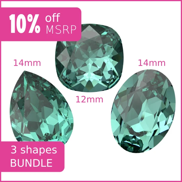 Reimagined Caribbean Green Swarovski Crystal Fancy Stones Bundle