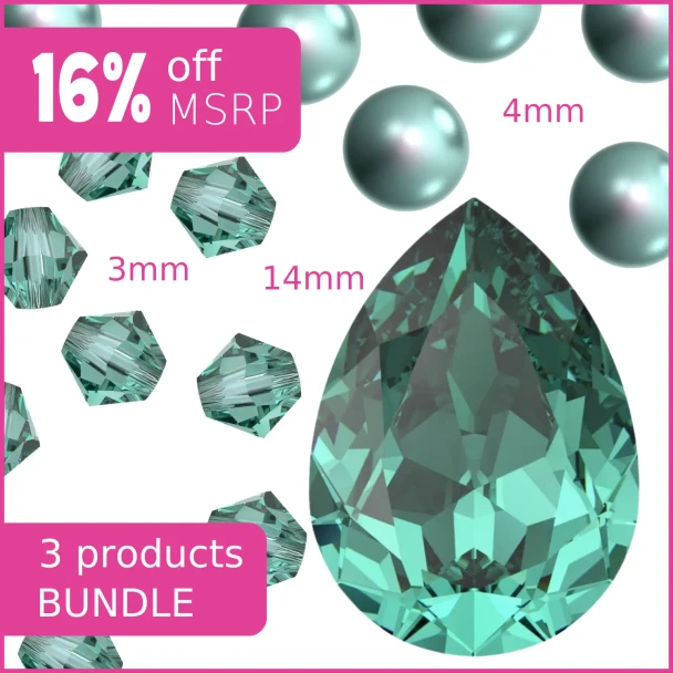 The Swarovski Crystal Wizard Bundle CARIBBEAN WAVES- Stone, Pearls and Bicones 3 Pack