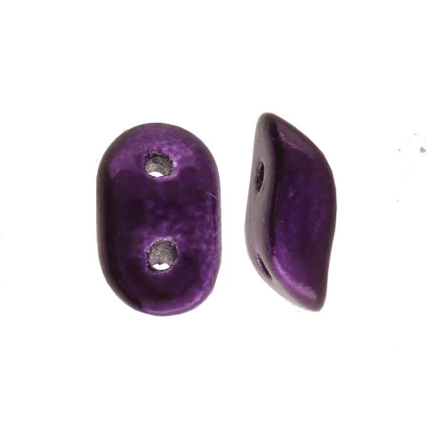 METALUST PURPLE  2-Hole WAVE Czech Glass Beads 3x7mm