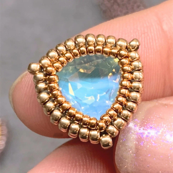 Easy DIY Square Stitch Beaded Bezel Trillion Crystal Tutorial