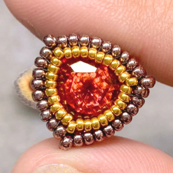 Easy Square Stitch Beaded Bezel for a Trillion Crystal
