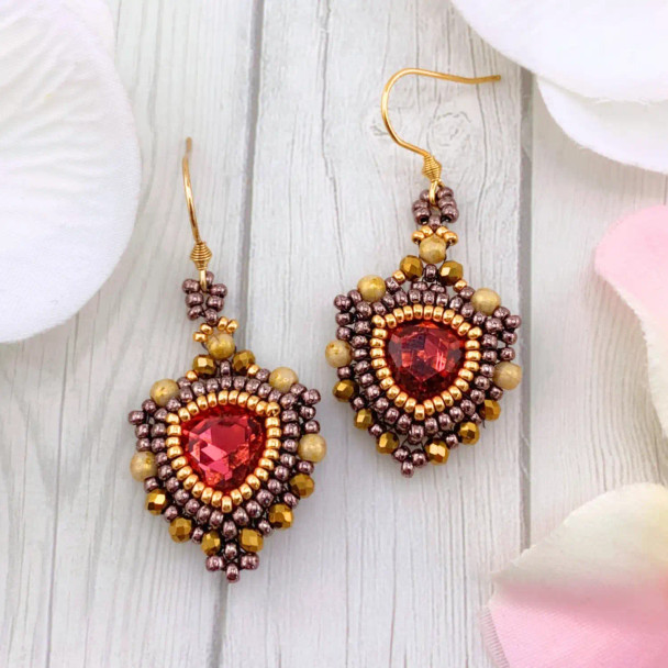 Trillion Glow Beaded Crystal Earrings Tutorial by Gina of Orchid and Opal