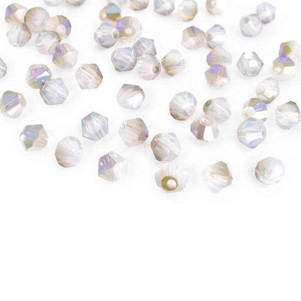 Krakovski Crystal Bicone Beads 4mm WHITE OPAL IRIS AB