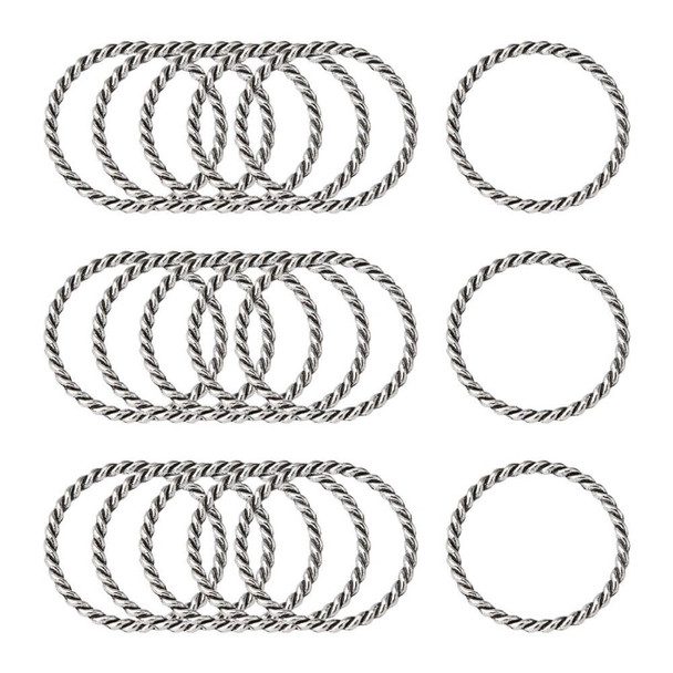 Frame Link TWISTED ROPE CIRCLE CONNECTOR 26mm Antique Silver Plated