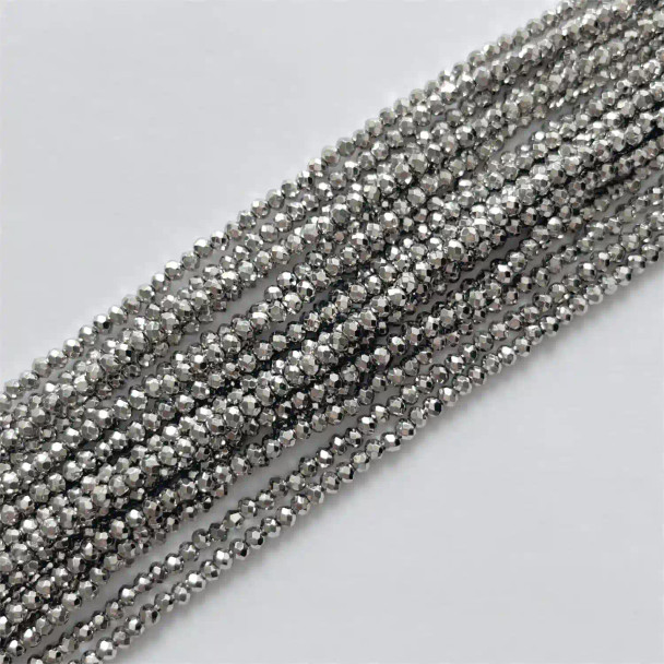 Chinese Crystal Rondelle Beads 3x2mm SHINY SILVER