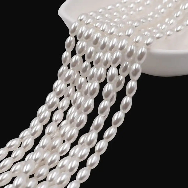 WHITE Krakovski Crystal Rice Pearls 6mm