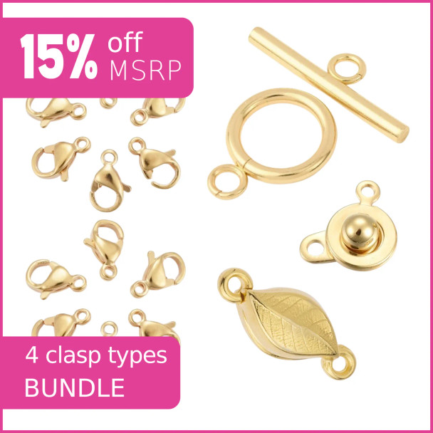 Clasp Essentials Set of 4 Types of Clasps in 24k Gold Bundle