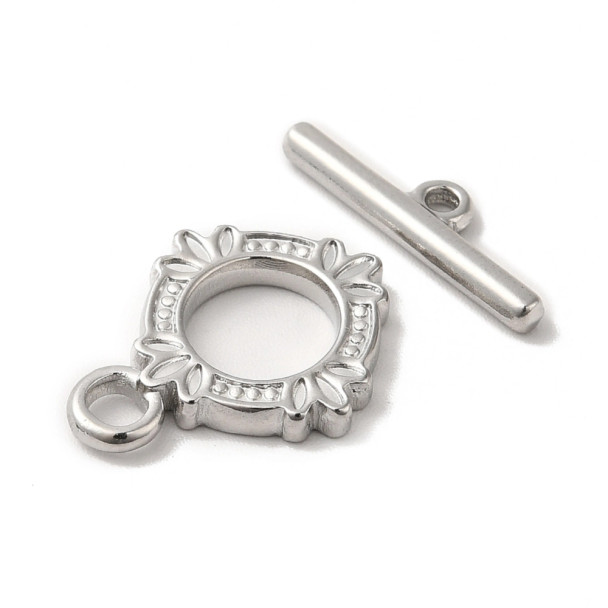 Stainless Steel TOGGLE CLASP Byzantine Style Flower 17.5mm