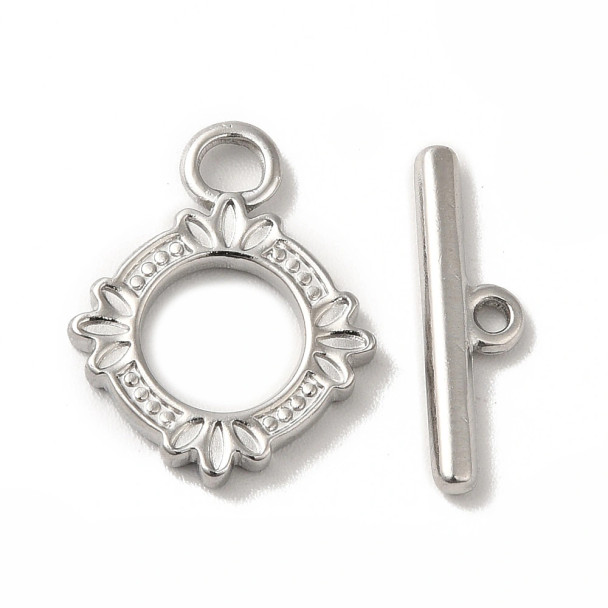 TOGGLE CLASP Byzantine Style Flower 17.5mm Stainless Steel