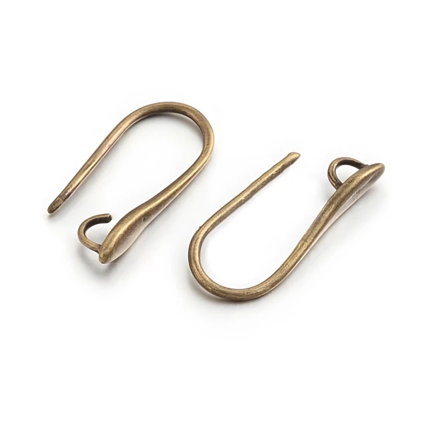 EAR WIRE Hook w/Loop and Flat Leaf Shaped Front 20mm Antique Bronze Plated