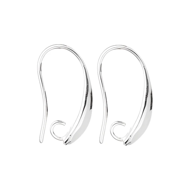 EAR WIRE Crescent Hook w/Loop 19mm Silver Plated