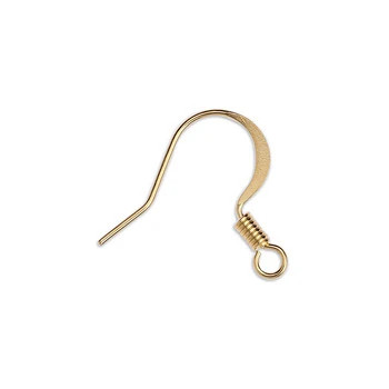 Ear Wire FLAT FRENCH w/Coil 18mm 24K Gold Plated