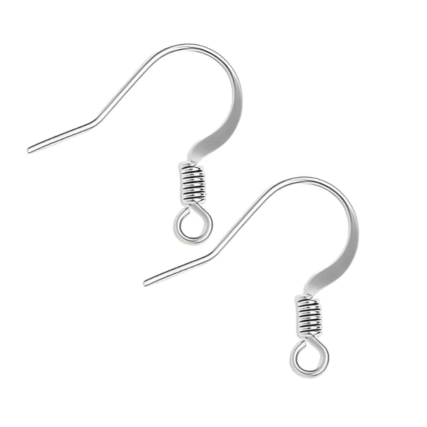 Ear Wire FLAT FRENCH w/Coil 18mm Antique Silver Plated