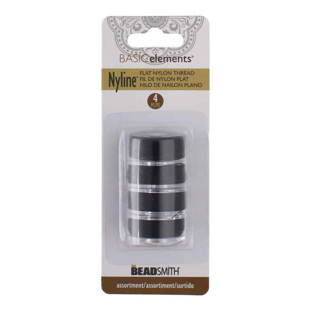BLACK Nyline Flat Nylon Beading Thread  Assortment Pack