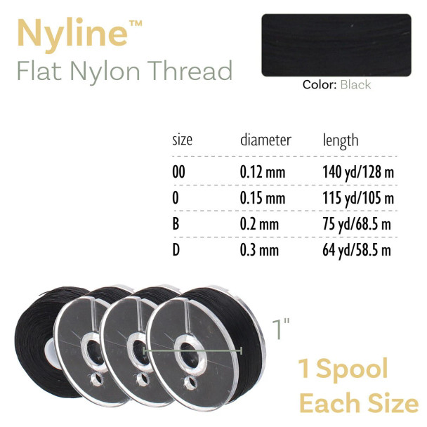 Assortment Pack Nyline Flat Nylon Beading Thread BLACK