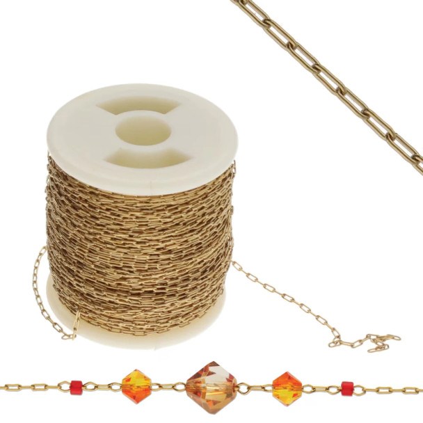 Bead Chain 0.25mm GOLD Plated Stainless Steel By The Foot