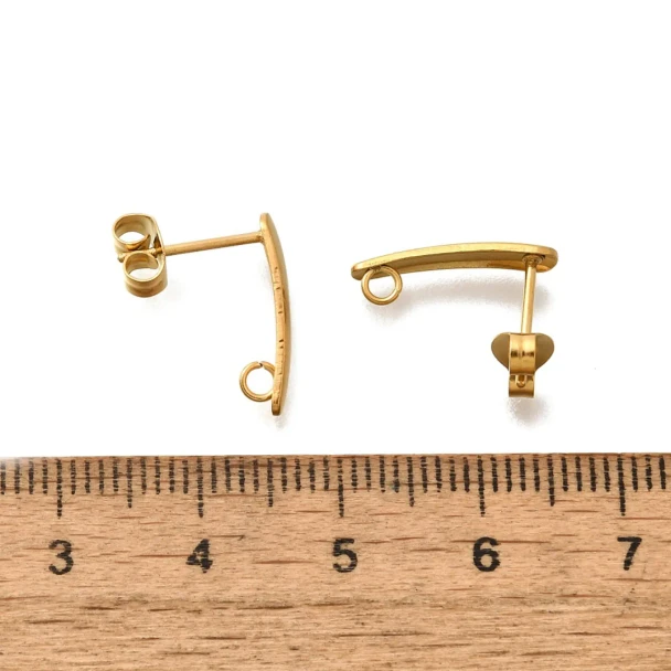 EARRING POSTS Stainless Steel Teardrop w/Back Loop 15mm 18K Gold Plated