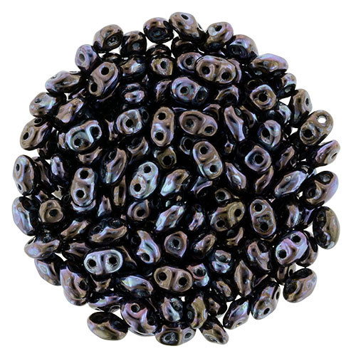 MiniDuo 2x4mm 2-Hole Czech Glass Beads NEBULA JET