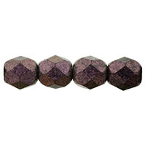 Firepolish 6mm Czech Beads POLYCHROME PINK OLIVE