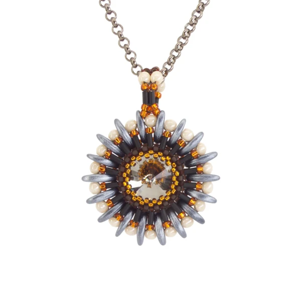 Eternal Sun Medallion Pendant Tutorial by Eureka Crystal Beads