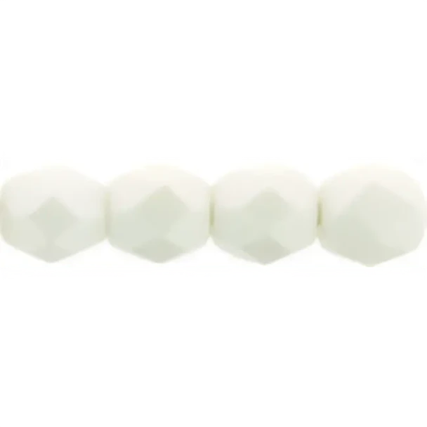 Firepolish 3mm Czech Glass Beads POWDERY PASTEL WHITE
