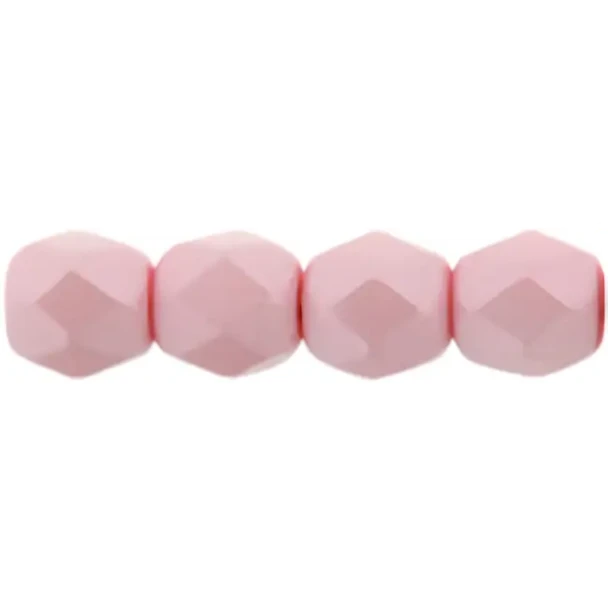 Firepolish 3mm Czech Glass Beads POWDERY PASTEL PINK