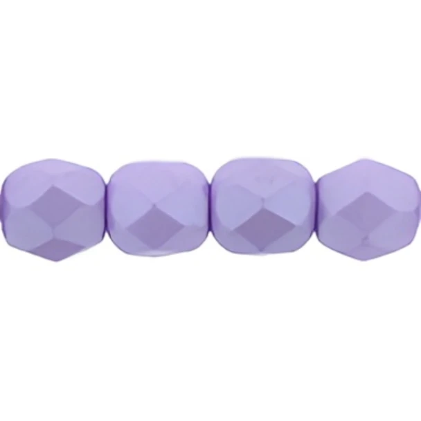 Firepolish 4mm Czech Glass Beads POWDERY PASTEL PURPLE