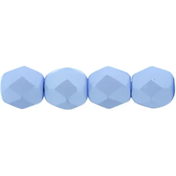 Firepolish 4mm Czech Glass Beads POWDERY PASTEL BLUE