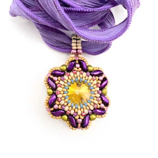 Wildflower Pendant Beading Tutorial by Stephanie of Bronzepony Beaded Jewelry