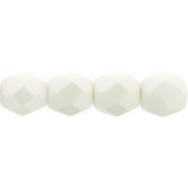 Firepolish 4mm Czech Glass Beads POWDERY PASTEL WHITE
