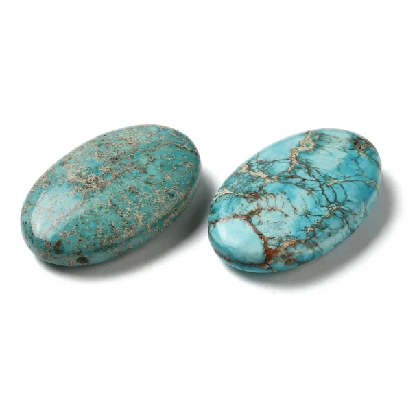 Turquoise Imperial Jasper 32x21mm Flat Oval Gemstone Bead