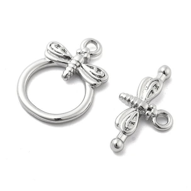 TOGGLE CLASP Dragonfly 12mm Platinum Plated