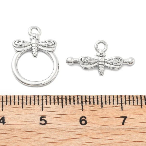 Platinum Plated TOGGLE CLASP Dragonfly 12mm