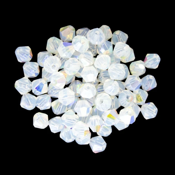 Krakovski Crystal Bicone Beads 4mm WHITE OPAL TRANSLUCENT AB (Pack of 72)