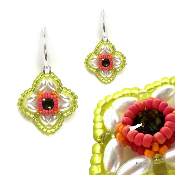 Rice Blossom Earrings Tutorial by The Little Beading Closet