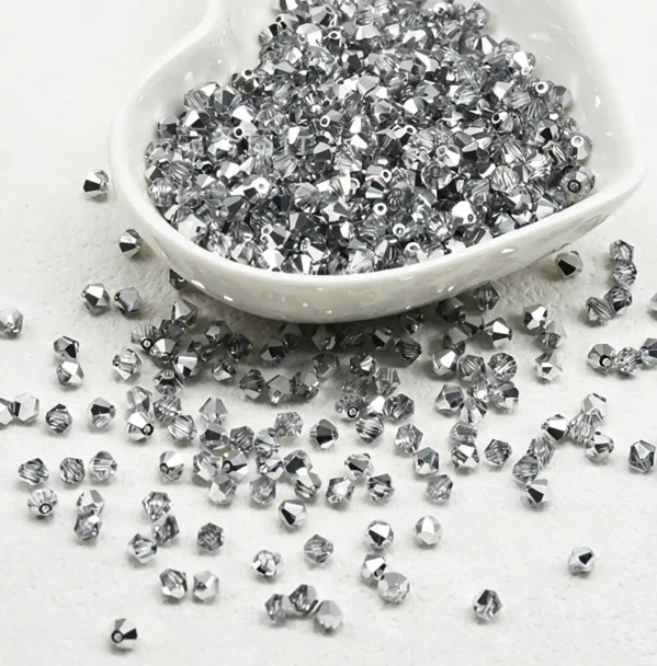 Krakovski Crystal Bicone Beads 4mm SILVER HALF COAT (Pack of 72)